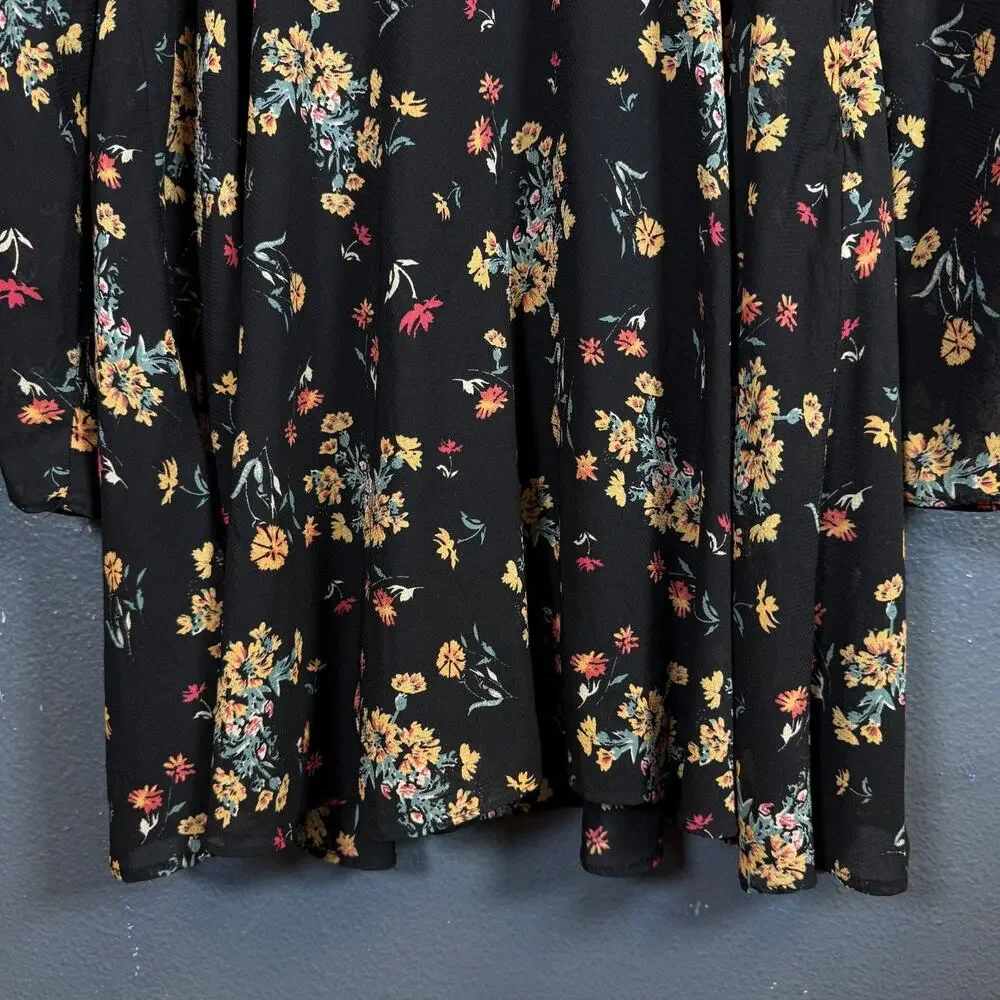 Free People M women’s black flowers dress Lilou